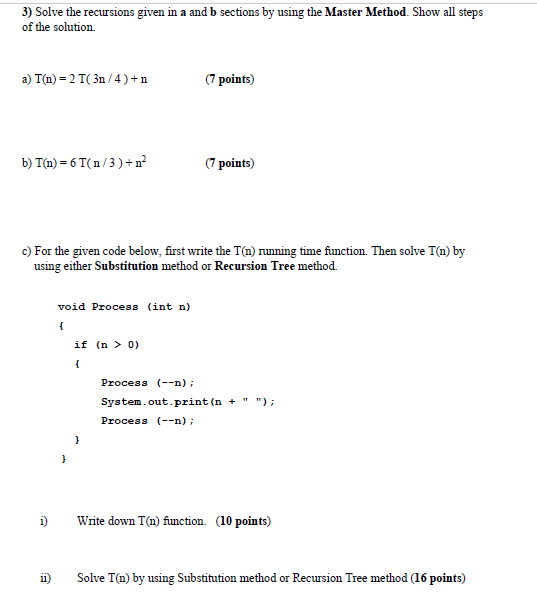 Solved 3) Solve the recursions given in a and b sections by | Chegg.com