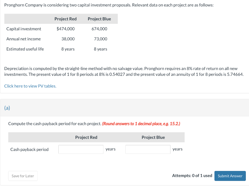 Solved Pronghorn Company Is Considering Two Capital Chegg Com