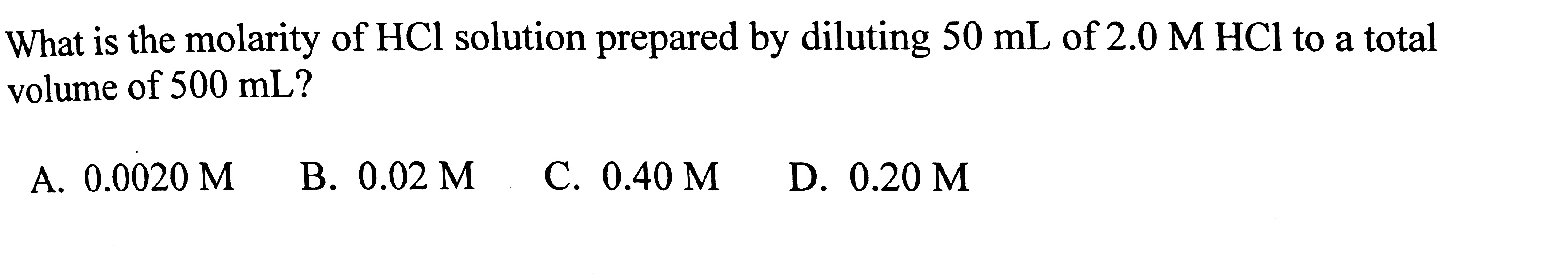 Solved What is the molarity of HCl solution prepared by | Chegg.com