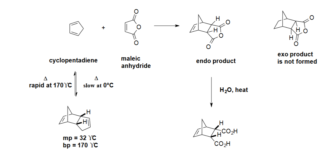 H cyclopentadiene maleic anhydride endo product exo | Chegg.com