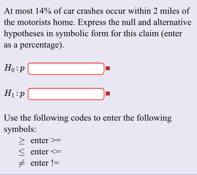 Solved At most 14% of car crashes occur within 2 miles of | Chegg.com