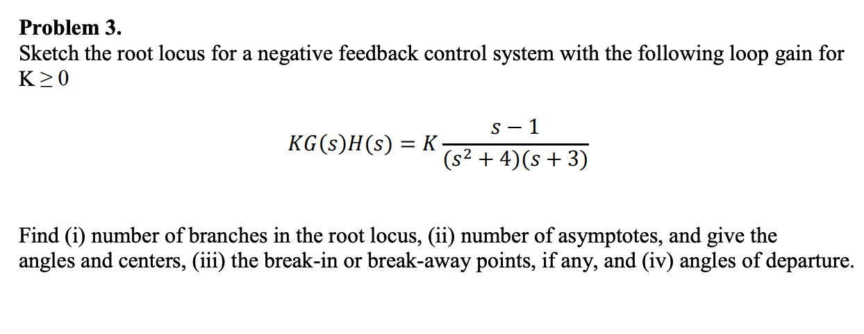 Solved Problem 3. Sketch the root locus for a negative | Chegg.com