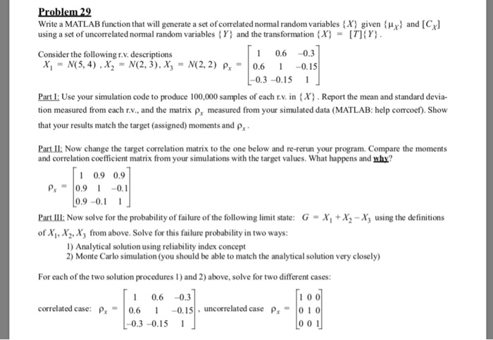Problem29 Write a MATLAB function that will generate | Chegg.com