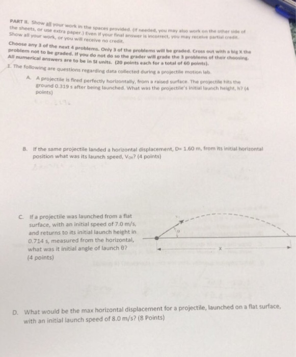 Solved PART I. Show all your work in the spaces provided (if | Chegg.com