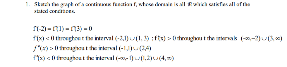 Solved 1. Sketch the graph of a continuous function f, whose | Chegg.com