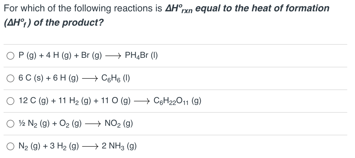 Solved For Which Of The Following Reactions Is Ah Rxn Equ Chegg Com