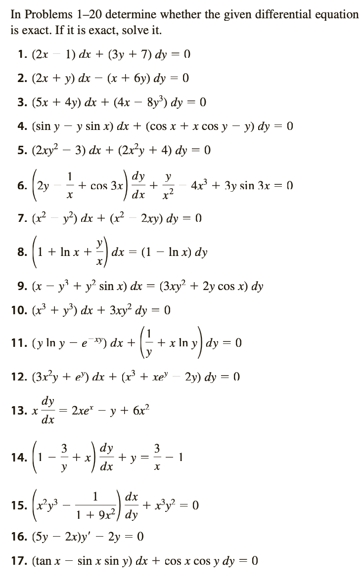 Solved In Problems 1-20 determine whether the given | Chegg.com