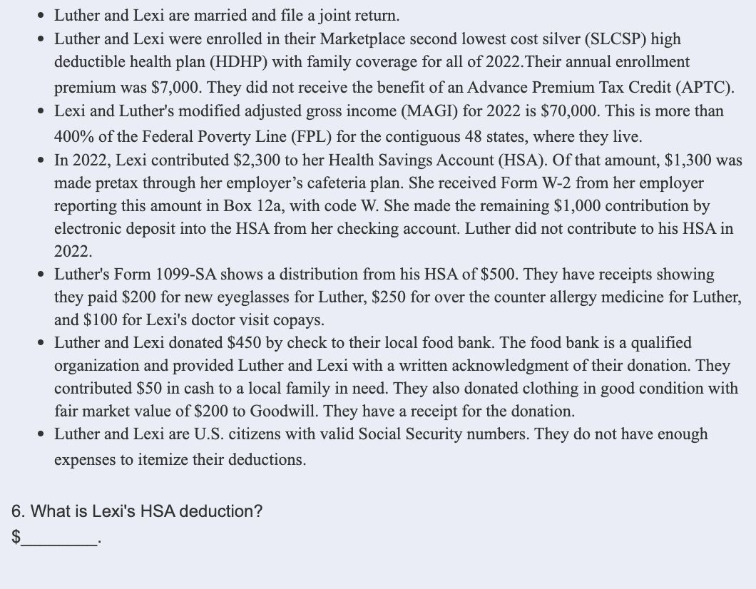 Solved Luther and Lexi are married and file a joint return.