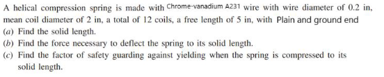 Solved A helical compression spring is made with | Chegg.com