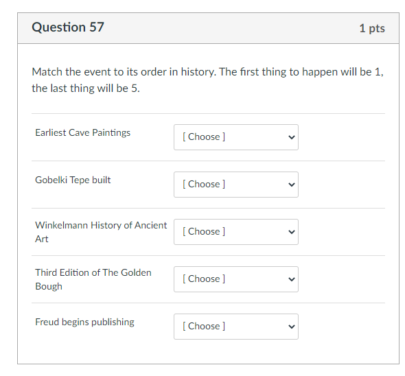 Solved Question 57 1 pts Match the event to its order in | Chegg.com