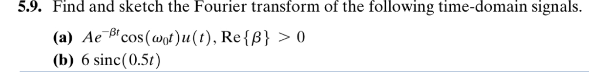 5.9. ﻿Find and sketch the Fourier transform of ﻿the | Chegg.com image.