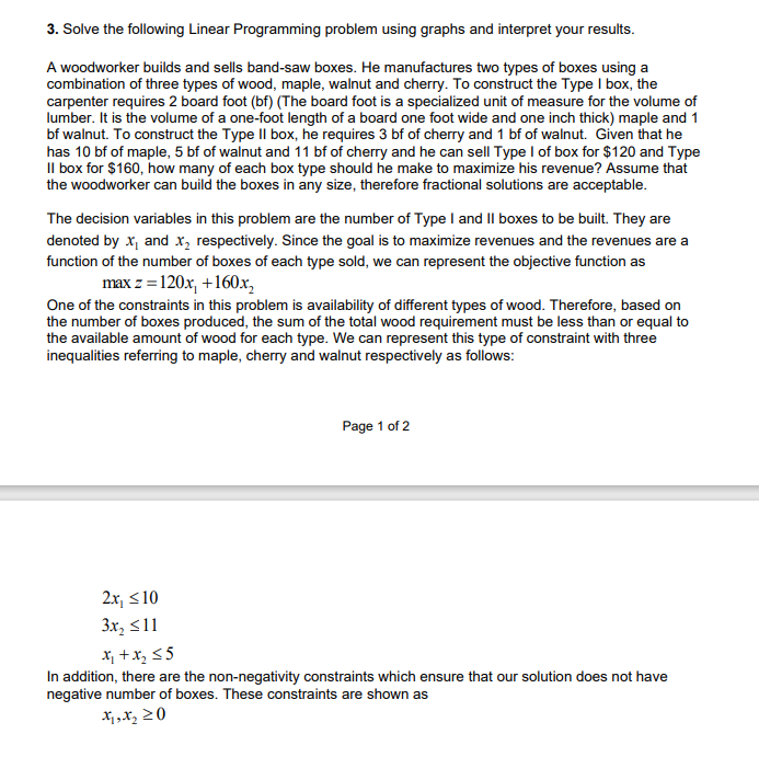 Solved 3. Solve the following Linear Programming problem | Chegg.com