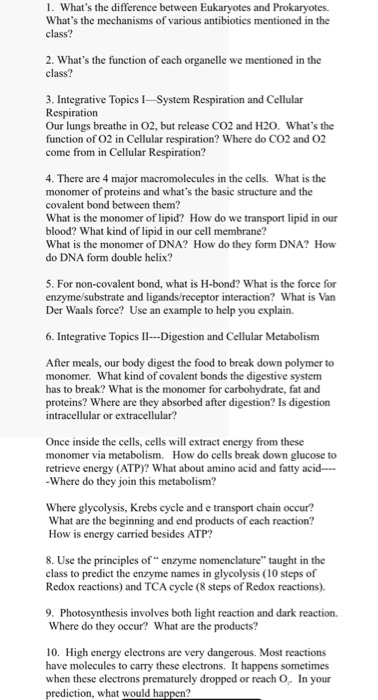 Solved 1. What's the difference between Eukaryotes and | Chegg.com
