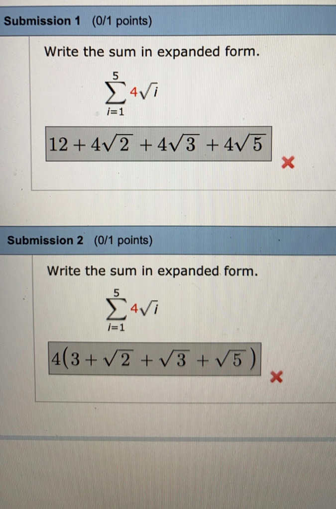 Sum In Expanded Form Solved Submission 1 (0/1 points) Write the sum in expanded | Chegg.com