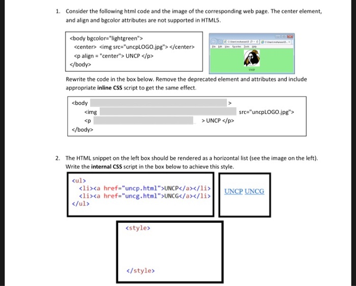 Solved 1. Consider The Following Html Code And The Image Of | Chegg.com