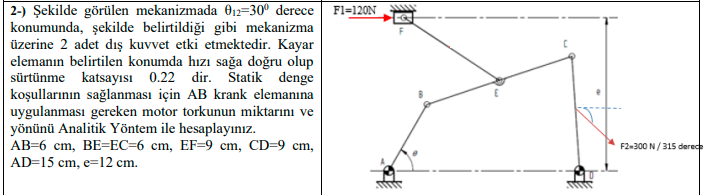 2-) In the mechanism shown in the figure, at the | Chegg.com