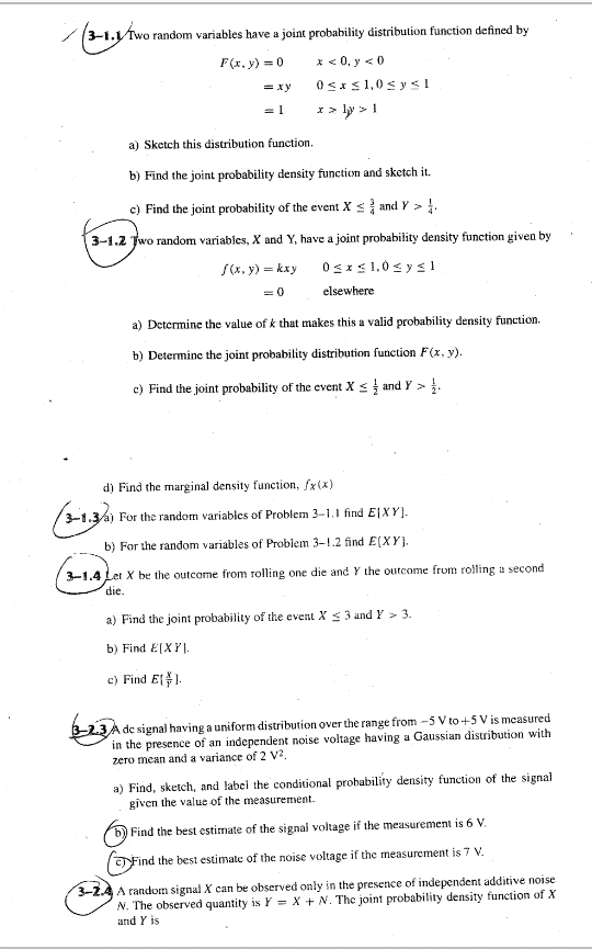 Solved (3-1.1 Two random variables have a joint probability | Chegg.com