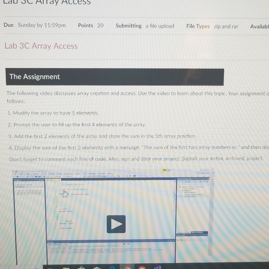 Due Sunday by 11:59pm Points 20 Submitting a file | Chegg.com