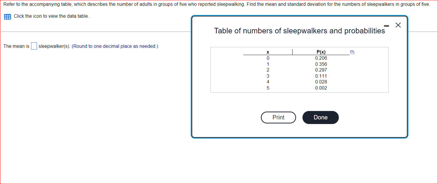 Solved \begin{tabular}{l|l} \hline & Table of numbers of | Chegg.com