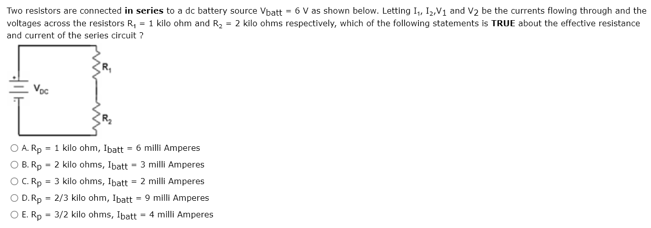 Solved Two Resistors Are Connected In Series To A Dc Battery 5154