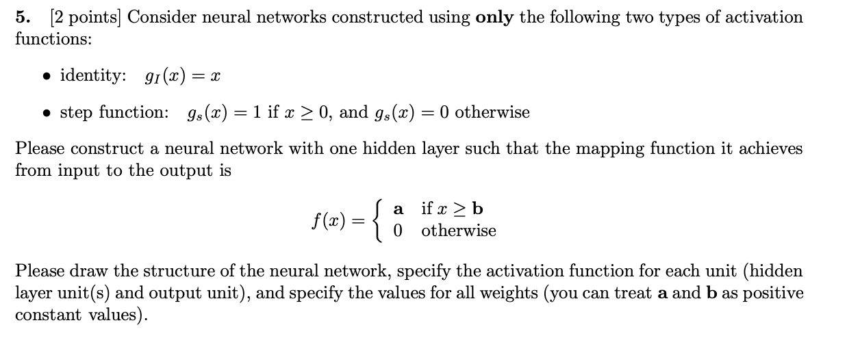 Solved [2 ﻿points] ﻿Consider Neural Networks Constructed | Chegg.com