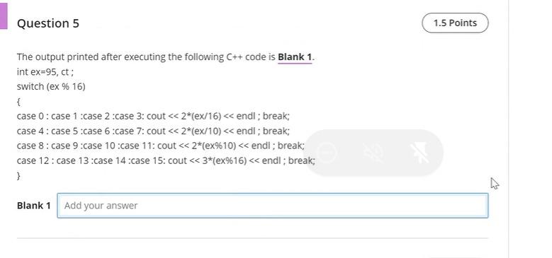 Solved Question 5 1.5 Points The Output Printed After | Chegg.com