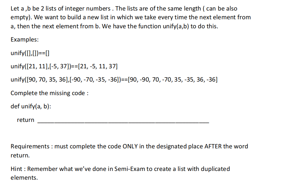 Solved Python Let A,b Be 2 Lists Of Integer Numbers. The | Chegg.com