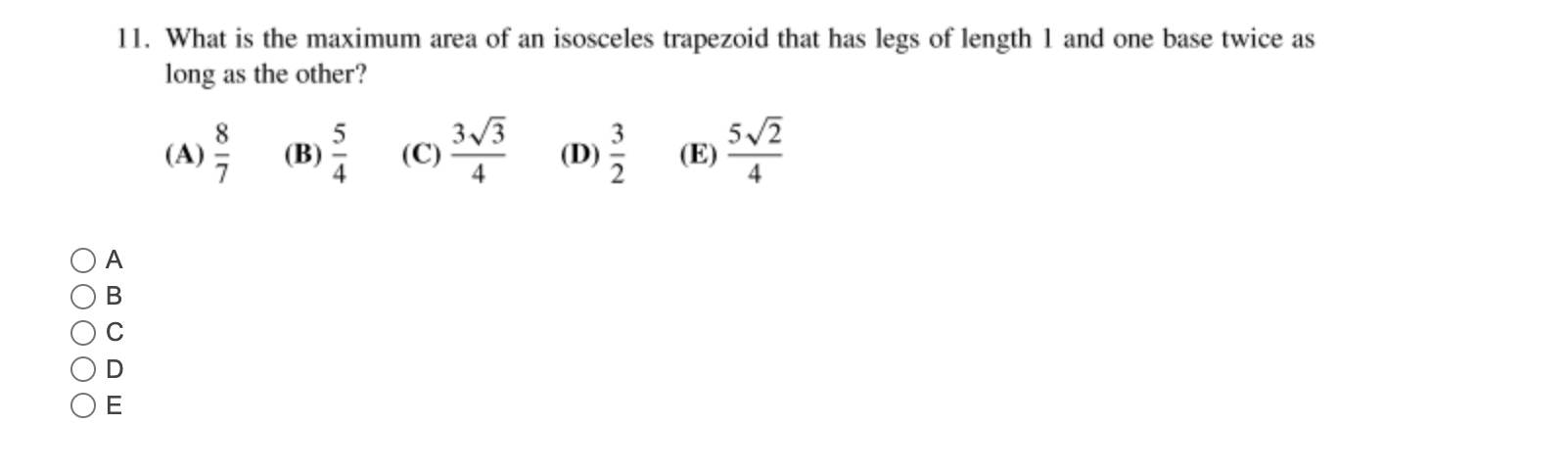 Solved What is the maximum area of an isosceles trapezoid | Chegg.com