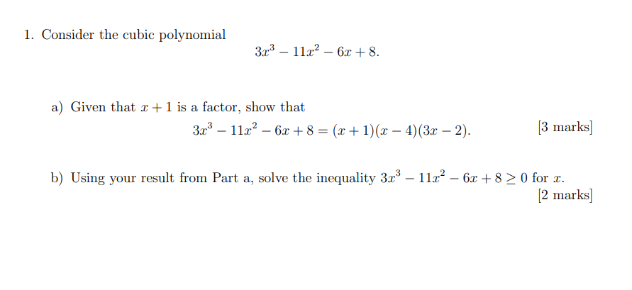 Solved 1 Consider The Cubic Polynomial 3 03 11x2 6x Chegg Com