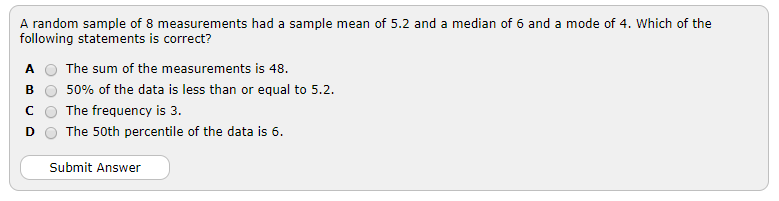 Measurements Random Solved A random sample of 8 measurements had a sample mean | Chegg.com