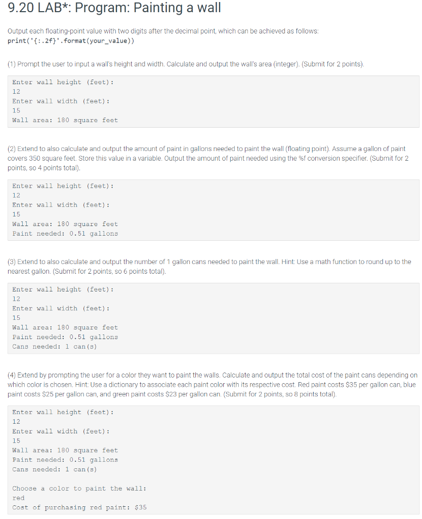 Solved Python Code: import math # Dictionary of paint colors | Chegg.com