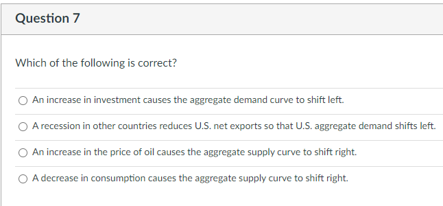 Solved Question 7 Which Of The Following Is Correct An Chegg