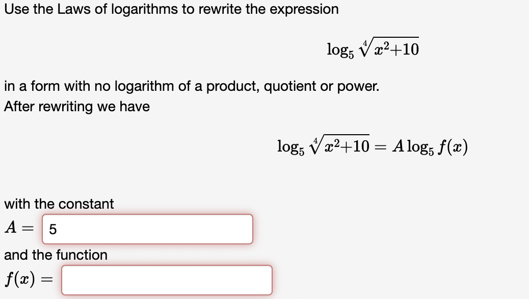 Solved Use the Laws of logarithms to rewrite the expression | Chegg.com
