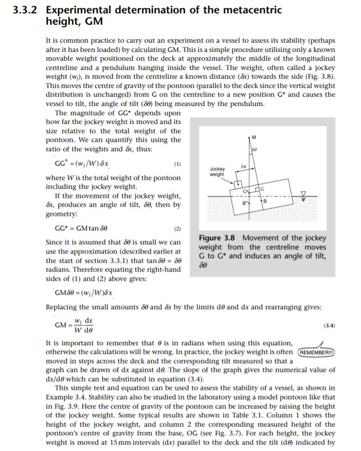 Solved 3.10 The Metacentric Height Of A Pontoon Similar To | Chegg.com