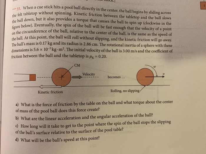 Solved When a cue stick hits a pool ball directly in the