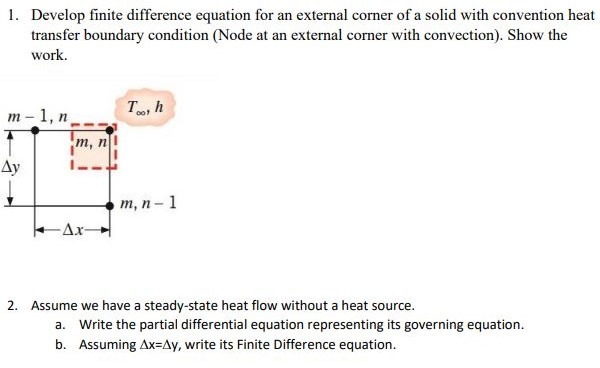 Solved 1. Develop finite difference equation for an external | Chegg.com