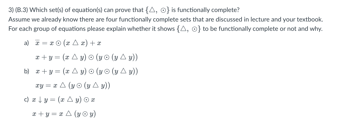 Solved 3) (B.3) Which Set(s) Of Equation(s) Can Prove That | Chegg.com