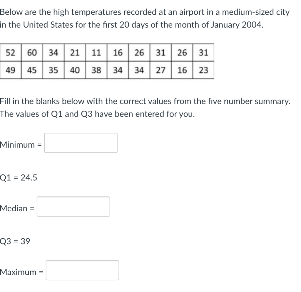 Solved Below Are The High Temperatures Recorded At An | Chegg.com