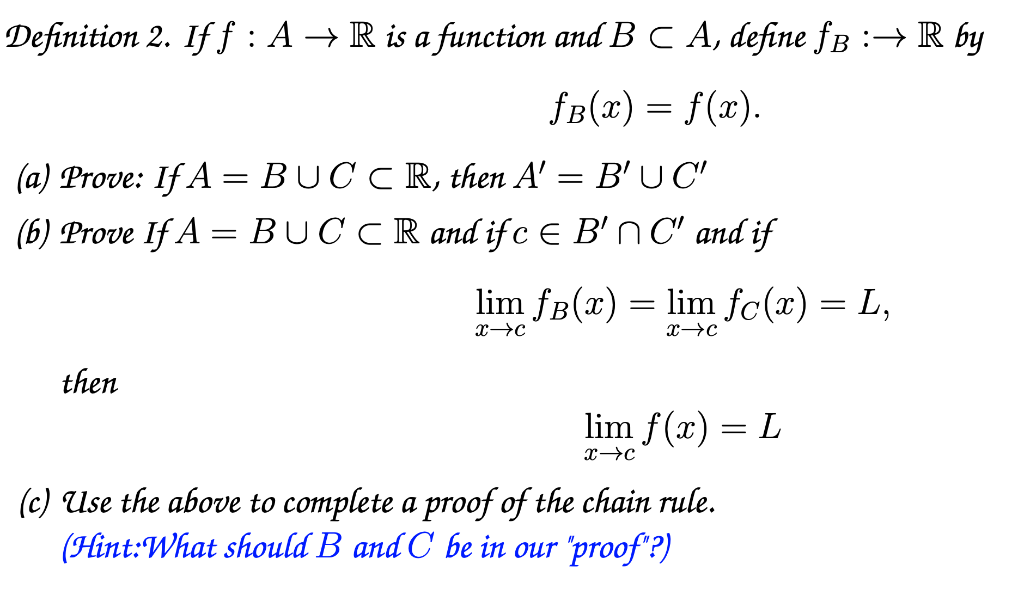 Definition 2 If F A R Is A Function And B C A Chegg Com