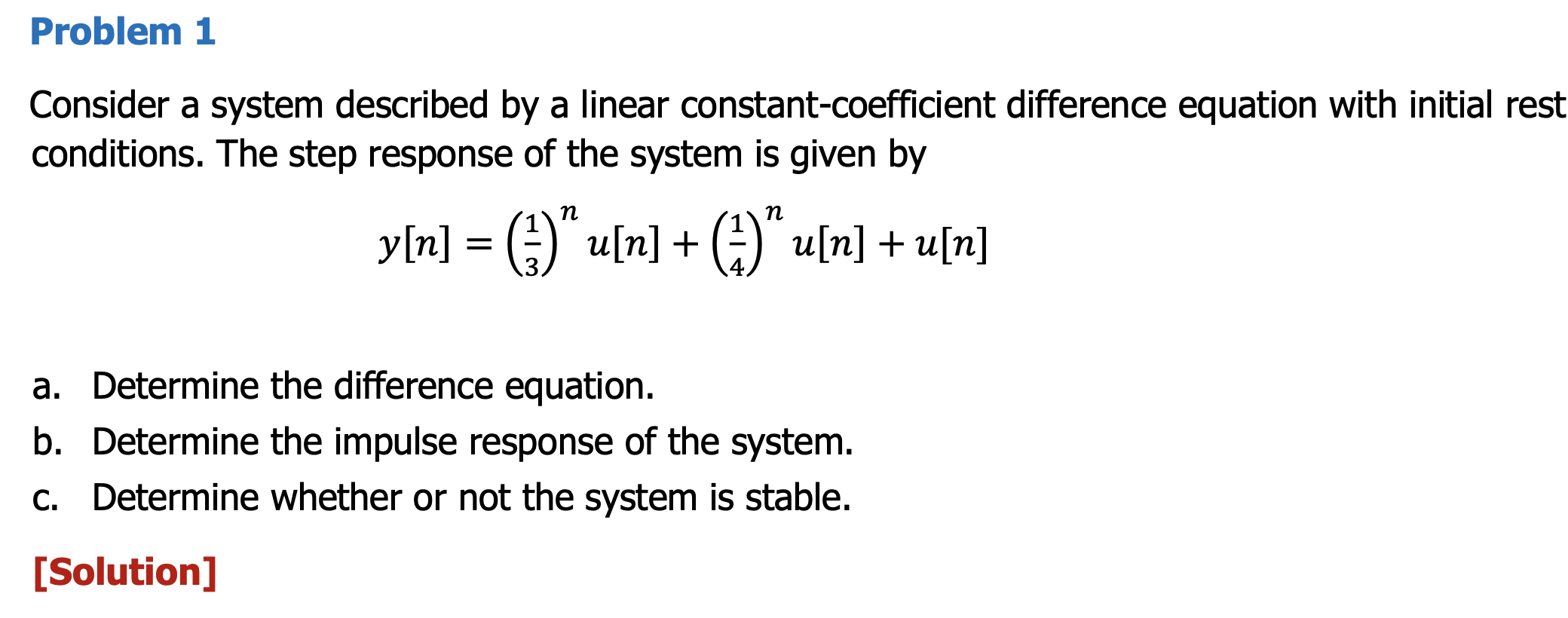 Solved Consider a system described by a linear | Chegg.com