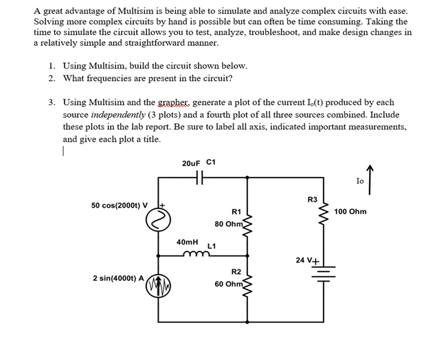 Solved A great advantage of Multisim is being able to | Chegg.com