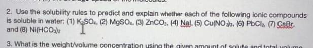 Solved 2. Use the solubility rules to predict and explain | Chegg.com