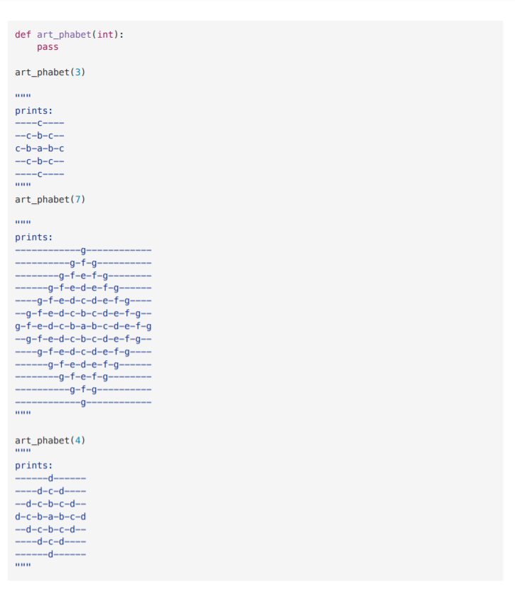 Solved Problem 6 - code python Artistic Alphabet Given an | Chegg.com