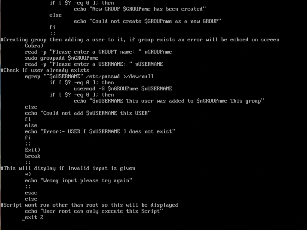 #!/bin/bash while true do #Creating action menu fo | Chegg.com