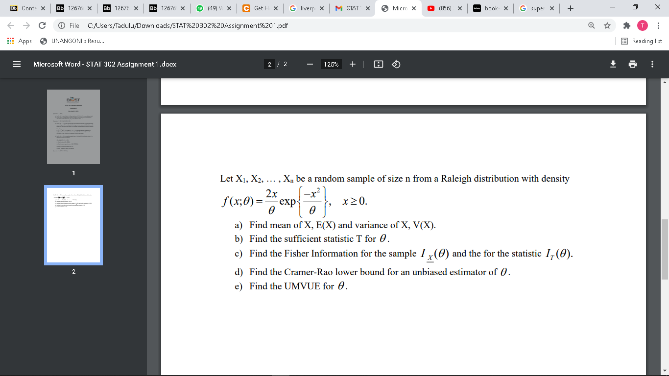 Solved Let X1 X2 Be A Random Sample Of Size N Fr Chegg Com