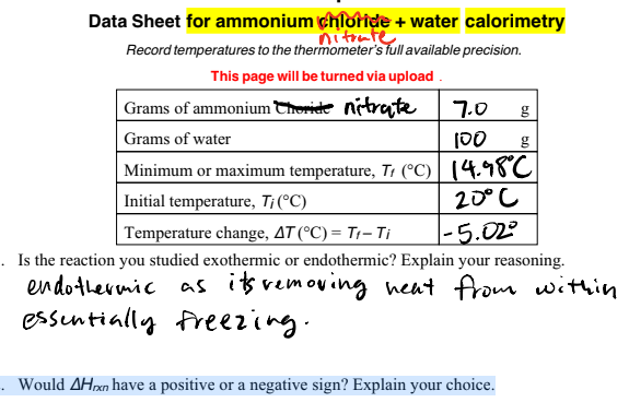 Solved 2. Would ∆Hrxn have a positive or a negative sign? | Chegg.com