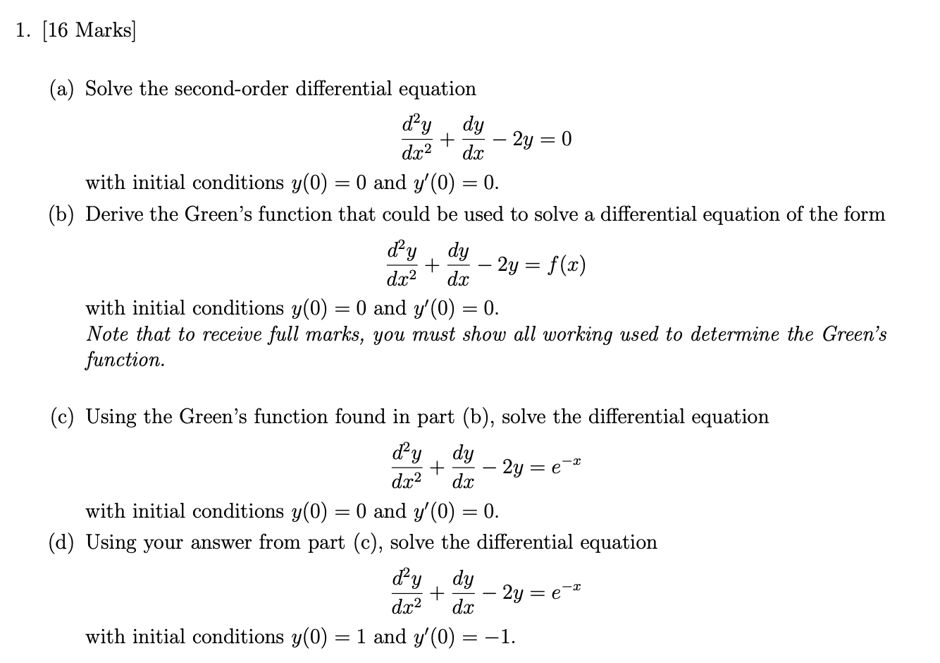 Solved A Solve The Second Order Differential Equation 9843