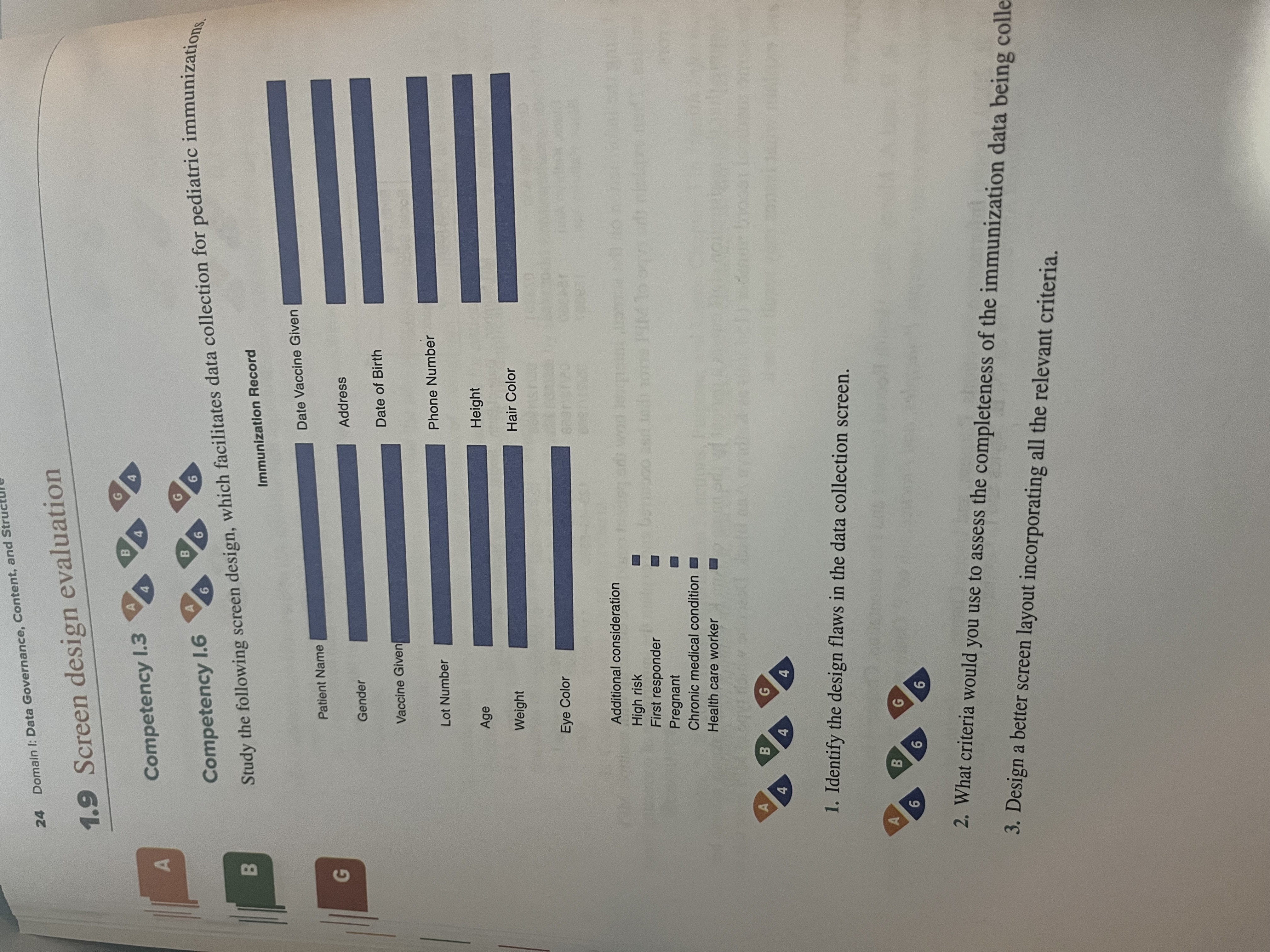Solved 1.9 Screen design evaluationCompetency 1.6Study the | Chegg.com
