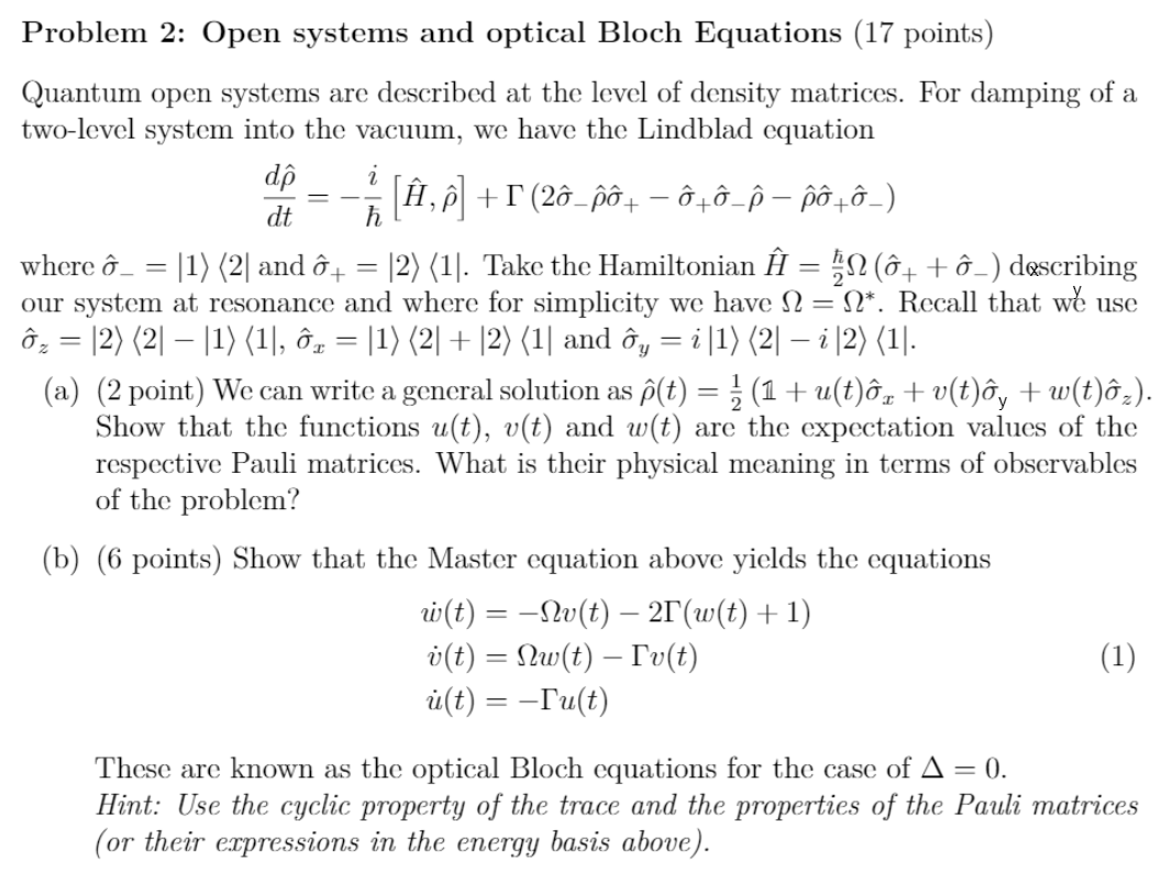 Solved Problem 2 Open systems and optical Bloch Equations