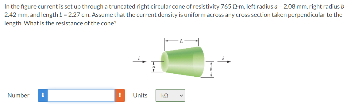 Solved In the figure current is set up through a truncated | Chegg.com